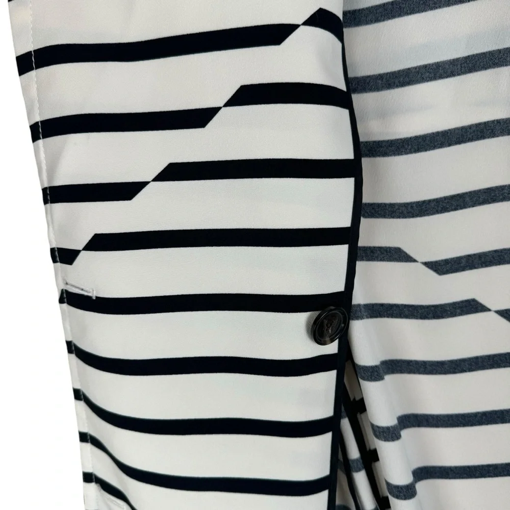 Madewell Women’s Parcel Striped Trench Coat Size XS Crepe White Black Collared - Picture 5 of 13